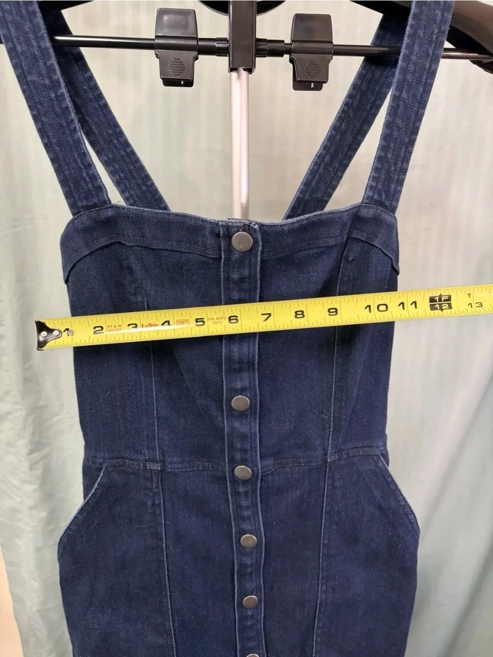 Express Dark Blue Denim Button-Front Midi Dress